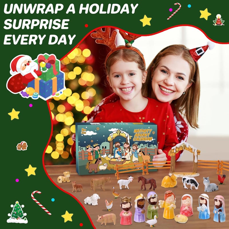 Kiddelo Nativity Advent Calendar for Kids 2025, 24 Days Christmas Countdown Calendar, Xmas Nativity Scene Figurines Set for Kids, Boys, Girls & Adults, Christmas Advent Calendars Gifts & Stocking Stuffers - Image 3